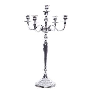 Inart 3-70-464-0024 Κηροπήγιο αλουμινίου 5 θέσεων σε ασημί χρώμα.