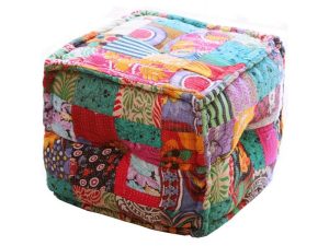 Πουφ patchwork 45x45εκ. Vintage kantha