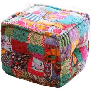 Πουφ patchwork 45x45εκ. Vintage kantha