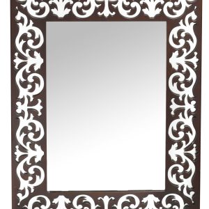 Καθρέφτης τοίχου μεταλλικός ανάγλυφος καφέ αντικέ 100 Χ 80.