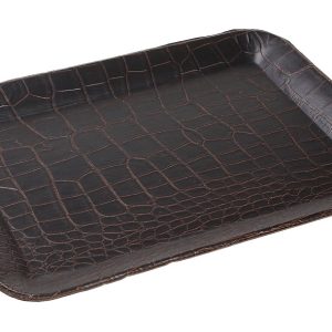 Δίσκος δερματίνη καφέ κροκό 40x30x3cm. oik-0013