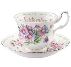 Royal Albert Flower of The Month Σεπτεμβριος Φλυτζάνι καφε και πιατάκι.