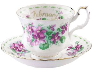 Royal Albert Flower of The Month Φεβρουαριος Φλυτζάνι καφε και πιατάκι.