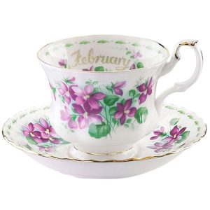 Royal Albert Flower of The Month Φεβρουαριος Φλυτζάνι καφε και πιατάκι.