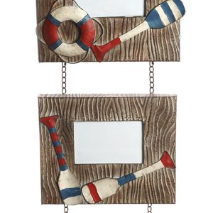 Κορνιζα τοιχου τριπλη γκρι/καφε ναυτικο θεμα κουπια ψαρι σωσιβιο 95x28x2cm