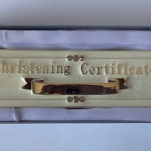 ΚΟΥΤΙ ΓΙΑ ΠΙΣΤΟΠΟΙΗΤΙΚΟ ΒΑΠΤΙΣΗΣ ΜΕΤΑΛΛΙΚΟ ΑΣΗΜΙ ΜΕ ΣΜΑΛΤΟ 25x5x4.5cm