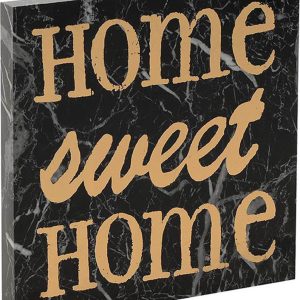 Inart Διακοσμητικό Τοίχου "Ηοme" Ξύλινο όψη μάρμαρου μαύρο. 30x3x30. 3-70-882-0020