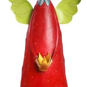 ΑΓΓΕΛΟΣ ΧΡΙΣΤΟΥΓΕΝΝΙΑΤΙΚΟΣ ΜΕΤΑΛΛΙΚΟΣ VINTAGE ΚΟΚΚΙΝΟΣ/ΠΡΑΣΙΝΑ ΦΤΕΡΑ ΜΕ ΚΟΡΩΝΑ 48x30x1,05m