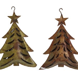 ΧΡΙΣΤΟΥΓΕΝΝΙΑΤΙΚΟ ΔΕΝΤΡΟ ΚΡΕΜΑΣΤΟ ΜΕΤΑΛΛΙΚΟ VINTAGE ΡΕΣΩ ΚΑΦΕ/ΠΡΑΣΙΝΟ 30Χ42CM