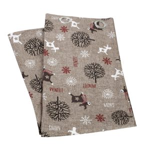 ΚΟΥΡΤΙΝΑ ΧΡΙΣΤΟΥΓΕΝΝΙΑΤΙΚΗ ΚΑΦΕ/ΚΟΚΚΙΝΗ ΤΑΡΑΝΔΑΚΙΑ 1.50Χ2.60cm