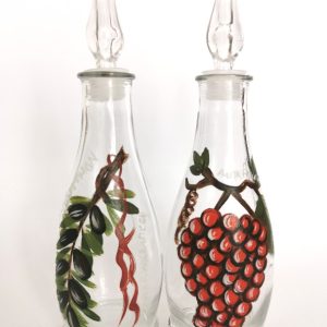 Σετ λαδόξυδο γυάλινο ζωγραφιστο. oikd99