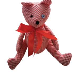 Αρκουδάκι πάνινο κόκκινο χειροποίητο