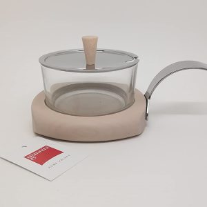 Giannini μπόλ τυριέρα γυαλί, ξύλο και ανοξείδωτο ατσάλι. 18x10x6,5cm. oikds152