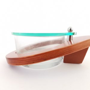 Tυριέρα με καπάκι γυάλινο - ξύλο. BIESSE. 16x13. OIKOS12