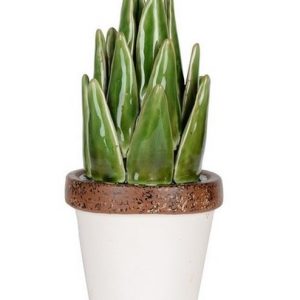 Διακοσμητικό κεραμικό γλαστράκι με αλόη. 11,5x11,5x25cm. oikos153