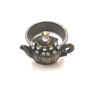 Κρίκοι Πετσέτας μεταλλικές με στράς. Τσαγιέρα. Σετ 6 Τεμ. oikos194