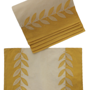 Σουπλά σετ των 6 100% Cotton σε μελί-λευκό χρώμα. 46x33cm. oikos195