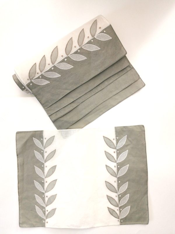 Σουπλά σετ των 6 100% Cotton σε γκρί-λευκό χρώμα. 46x33cm. oikos196