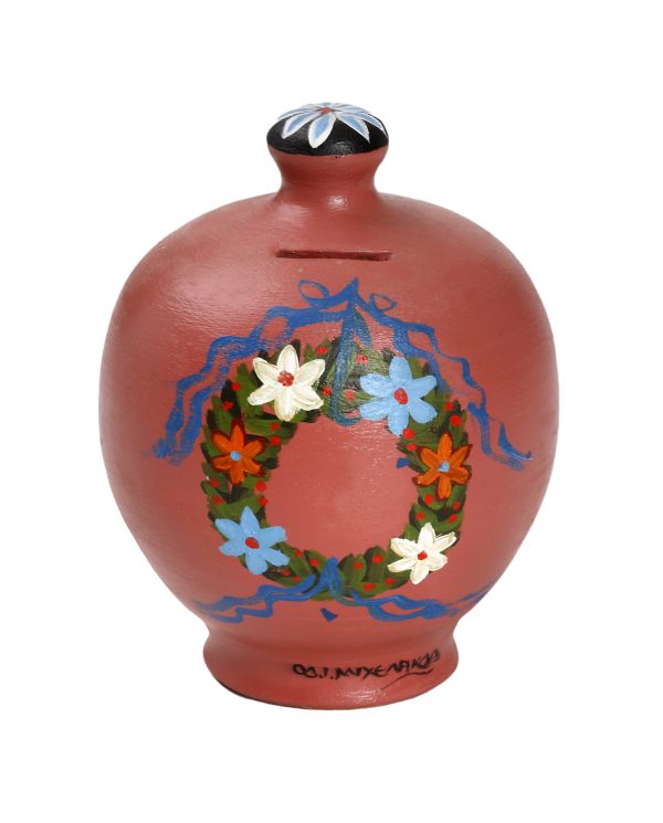 Kουμπαράς Ρόδι κεραμεικό - ζωγραφισμένο. 16x14cm. oikos313