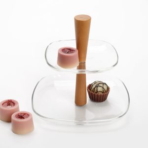 Ορντερβιέρα Διώροφη --γυάλι /Ξύλο. 25x24x17cm. oikos256