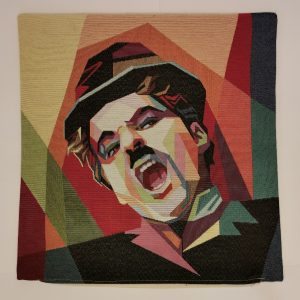 Mαξιλαροθήκη στόφα με chaplin.  45x45cm. oikos429