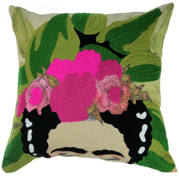 Μαξιλάρι Frida πράσινο φούξια. 45x45cm.  MACC1414