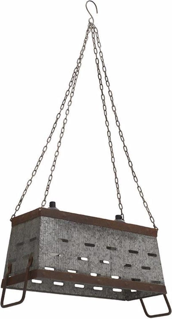 Inart Φωτιστικό Οροφής μεταλλικό- Γκρι.  39x14x20cm.  3-10-065-0004