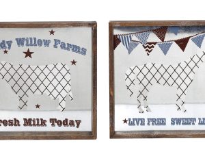 Κάδρο με Αγελάδα- μέταλλο/ξύλινο. "fresh milk today". 43x43cm. oikos439