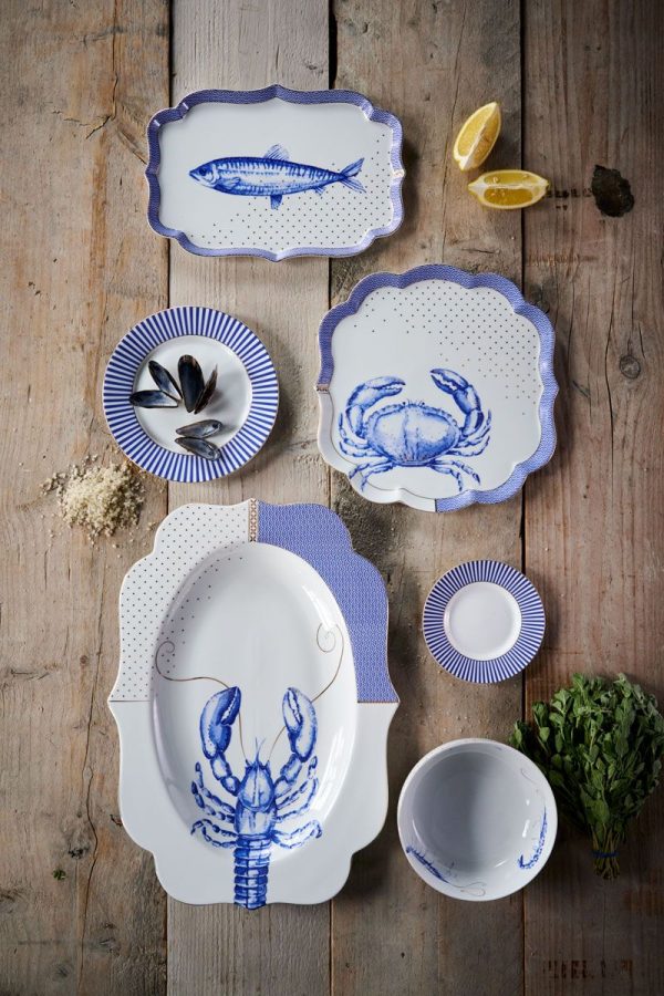 PIP STUDIO ΠΟΡΣΕΛΑΝΙΝΟ ΠΙΑΤΟ ΑΣΠΡΟ/ΜΠΛΕ ΚΑΒΟΥΡΙ ROYAL YERSEKE 24X24cm - Image 3