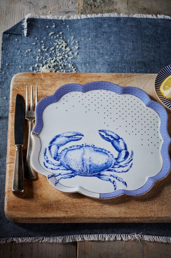 PIP STUDIO ΠΟΡΣΕΛΑΝΙΝΟ ΠΙΑΤΟ ΑΣΠΡΟ/ΜΠΛΕ ΚΑΒΟΥΡΙ ROYAL YERSEKE 24X24cm - Image 2