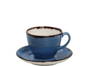 Espiel Φλυτζάνι cappuccino πορσελάνης με πιατάκι μπλε - Terra. 220ml. TLF111K6
