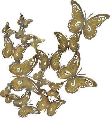 INART ΔΙΑΚΟΣΜΗΤΙΚΟ ΤΟΙΧΟΥ  ΜΕΤΑΛΛΙΚΕΣ ΠΕΤΑΛΟΥΔΕΣ ΧΡΥΣΕΣ 65x2x72cm