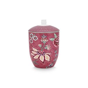 PiP Studio Flower Festival Μπισκοτιέρα από Πορσελάνη Κόκκινη 10x10x15εκ.