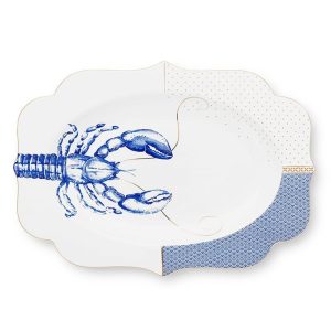 PIP STUDIO ΠΟΡΣΕΛΑΝΙΝΗ ΟΒΑΛ ΠΙΑΤΕΛΑ ΑΣΠΡΗ/ΜΠΛΕ ΑΣΤΑΚΟΣ ROYAL YERSEKE 40cm
