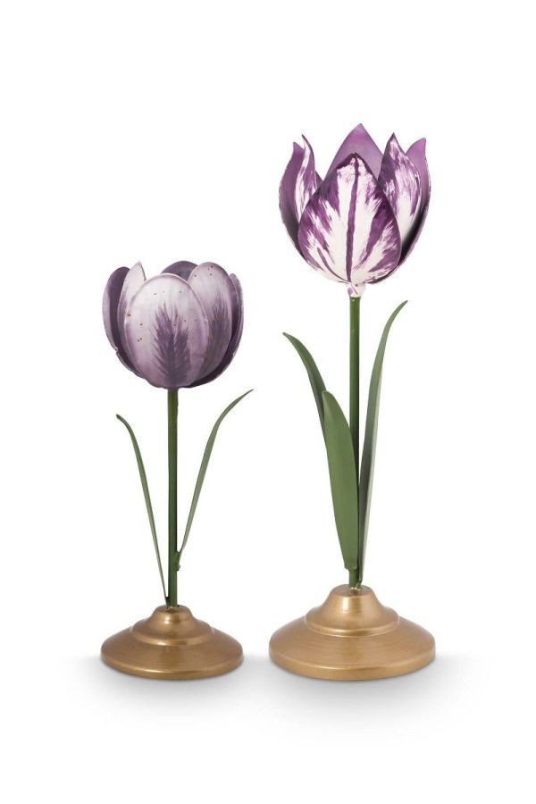 Σετ 2 Κηροστάτες Pip Studio “Tulip” – Λιλά, 21 cm
