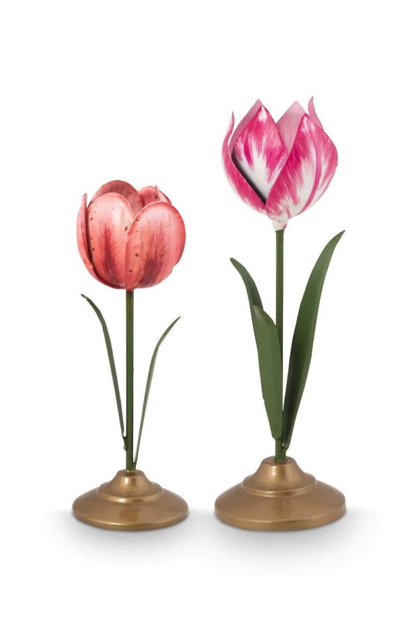 Σετ 2 Κηροστάτες Pip Studio “Tulip” – Ροζ, 26 cm